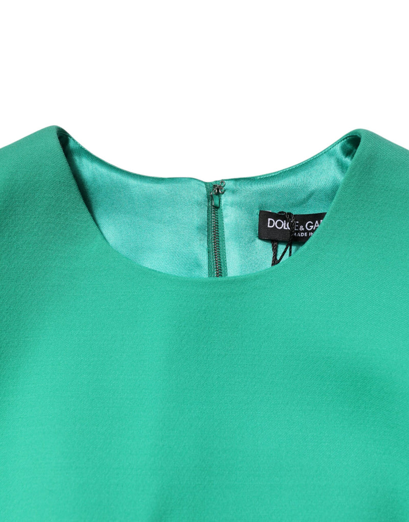 Robe Mini A-Ligne Sans Manches Verte Dolce & Gabbana