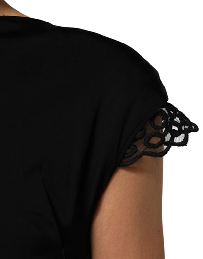 Zwarte, aansluitende jurk met korte mouwen van Roberto Cavalli