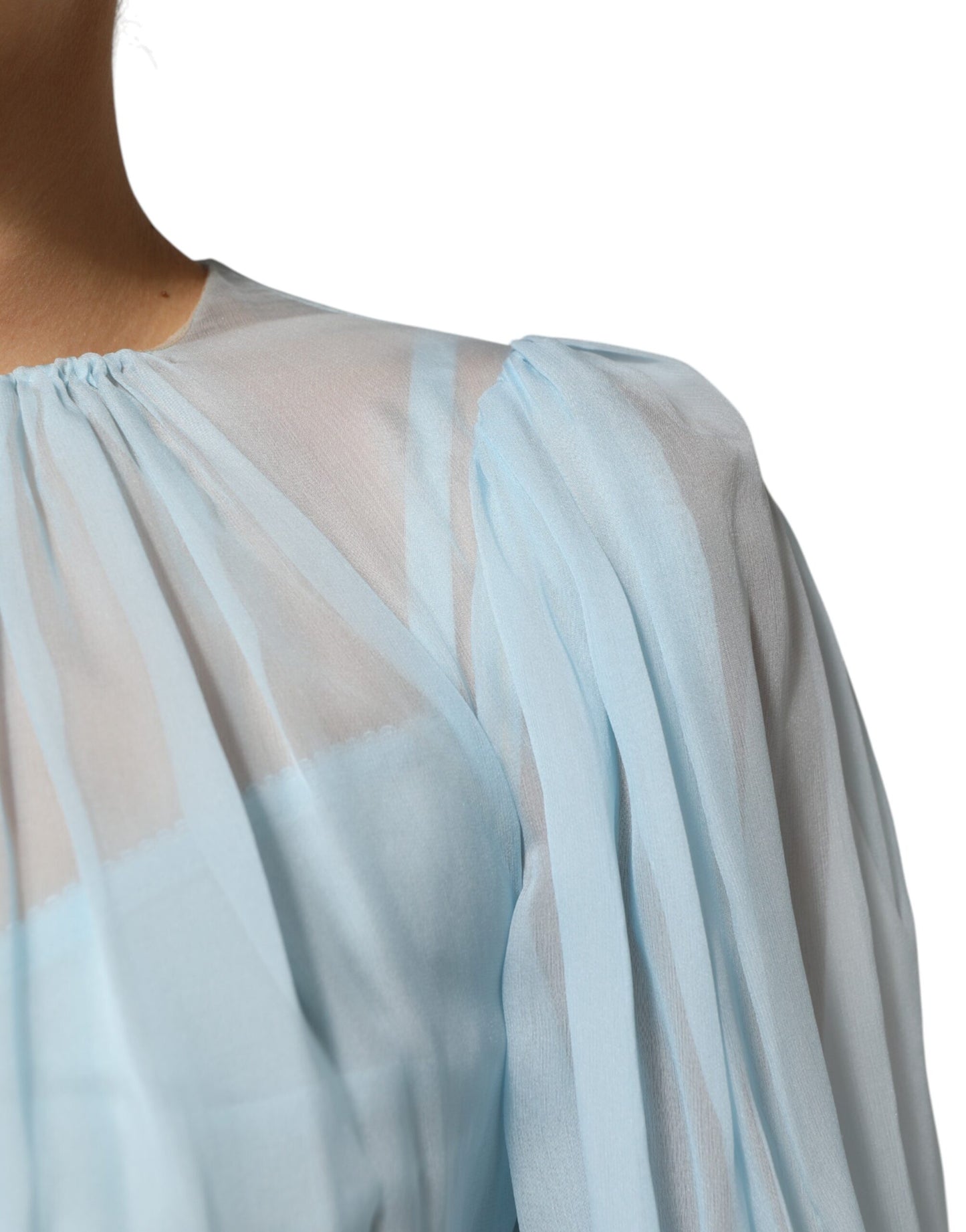 Robe midi bicolore en soie fuchsia et bleu clair de Dolce & Gabbana