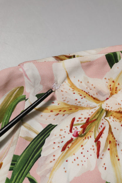 Blouse à col rond Dolce &amp; Gabbana rose à imprimé de lys