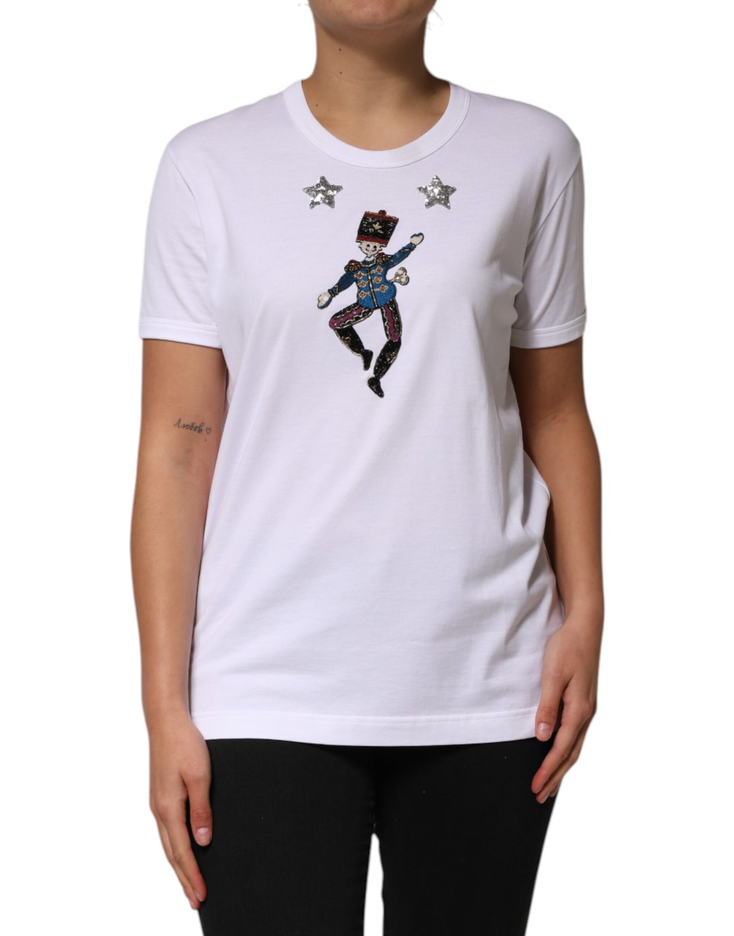 Dolce & Gabbana wit katoenen T-shirt met pailletten