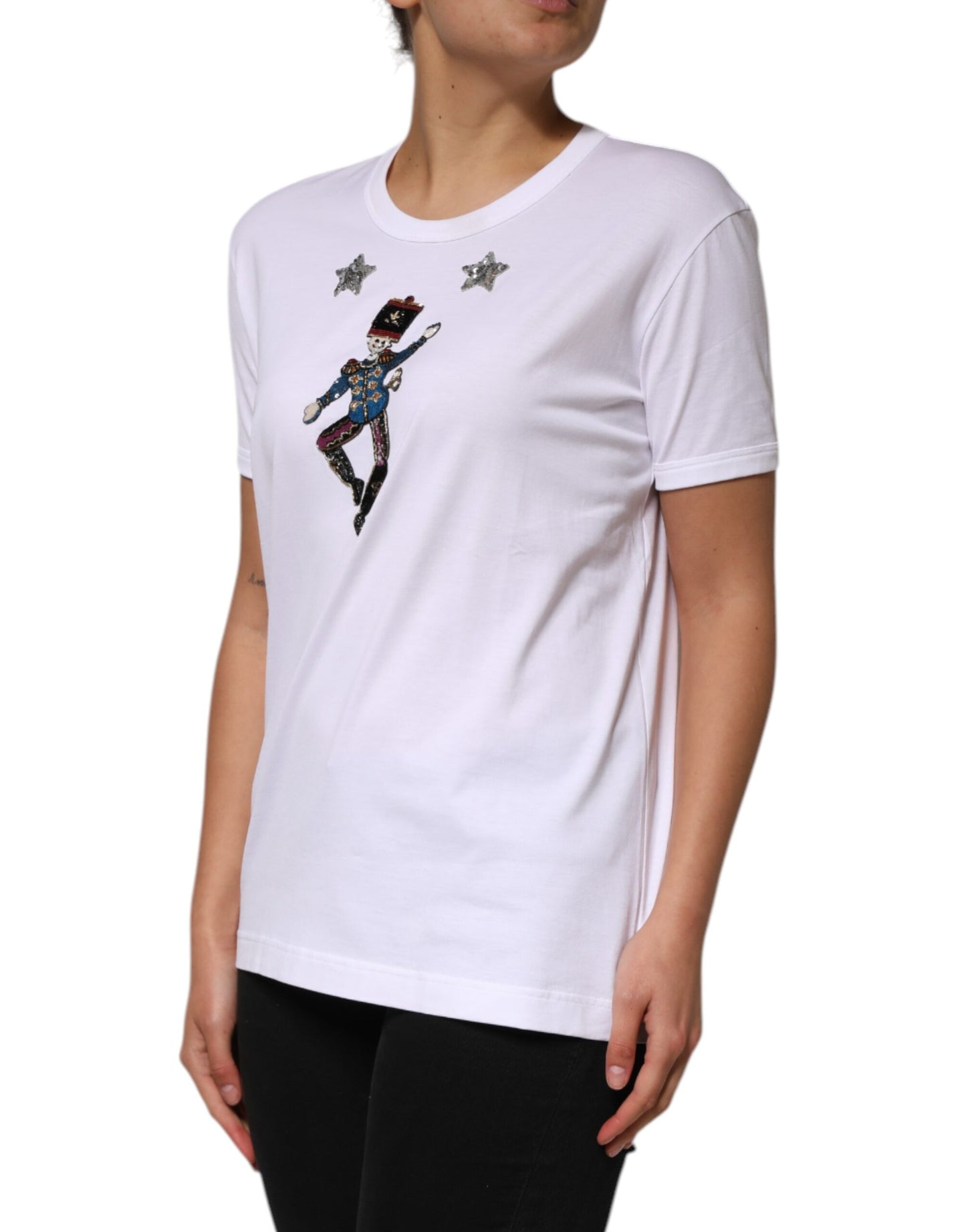 Dolce & Gabbana wit katoenen T-shirt met pailletten