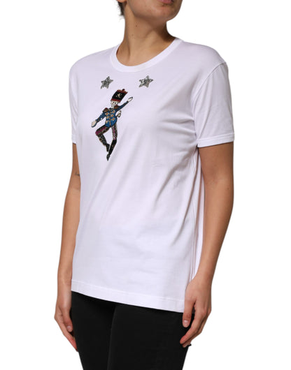 Dolce & Gabbana wit katoenen T-shirt met pailletten