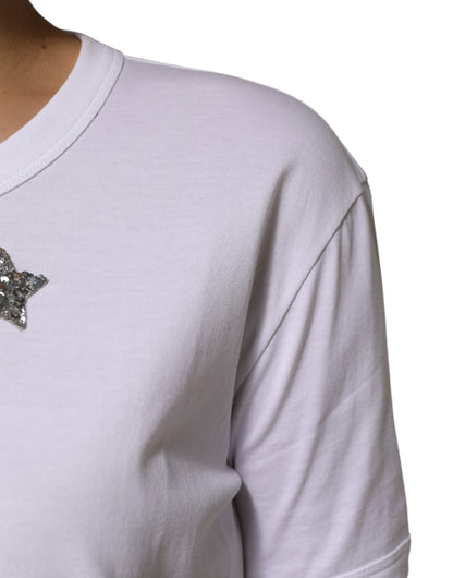 Dolce & Gabbana wit katoenen T-shirt met pailletten