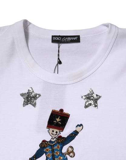 Dolce & Gabbana wit katoenen T-shirt met pailletten