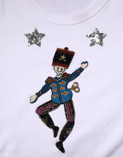 Dolce & Gabbana wit katoenen T-shirt met pailletten