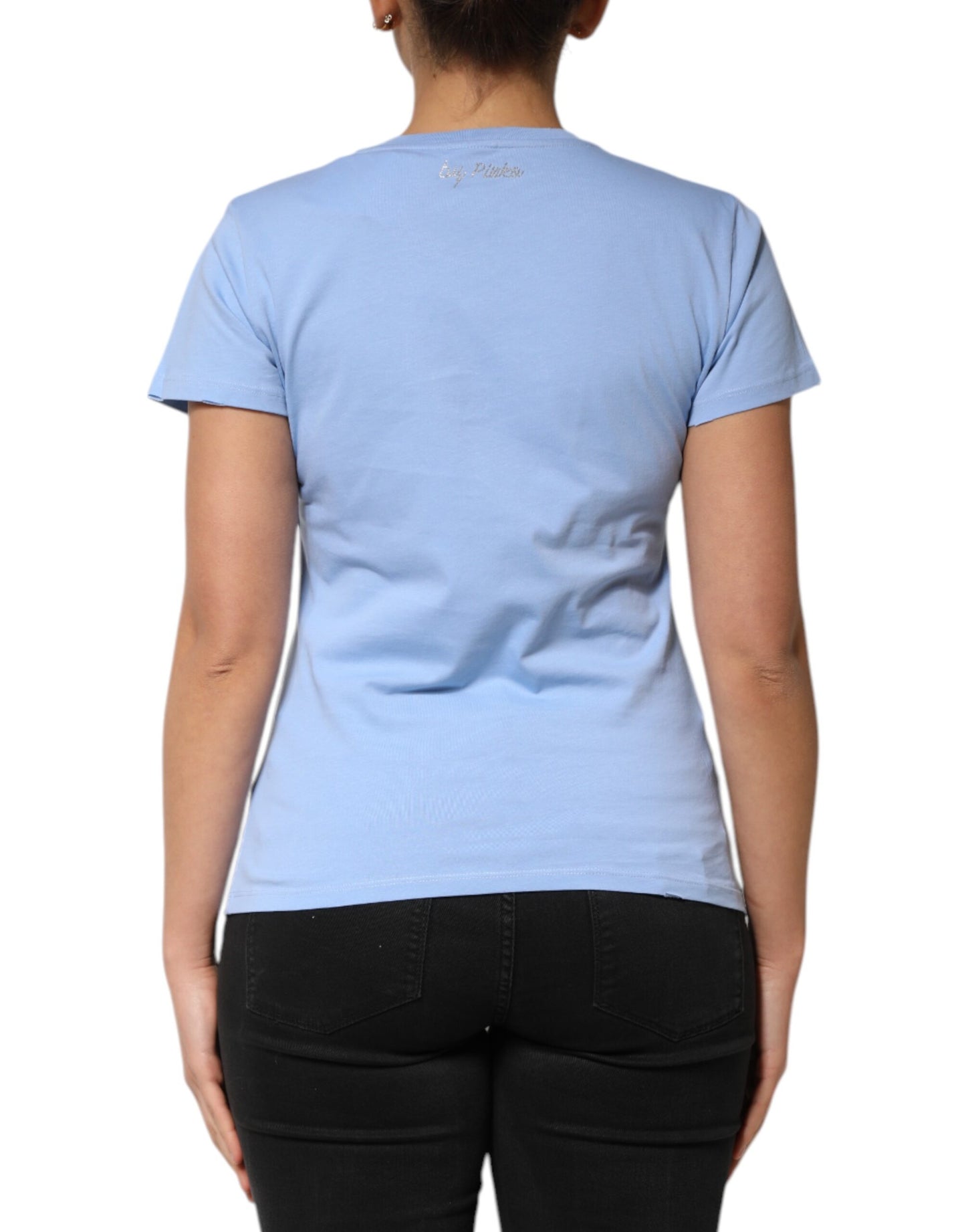 T-shirt à manches courtes PINKO Blue Love Story brodé de paillettes