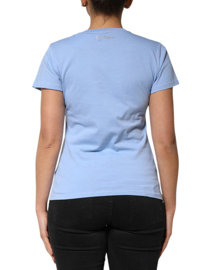 T-shirt à manches courtes PINKO Blue Love Story brodé de paillettes