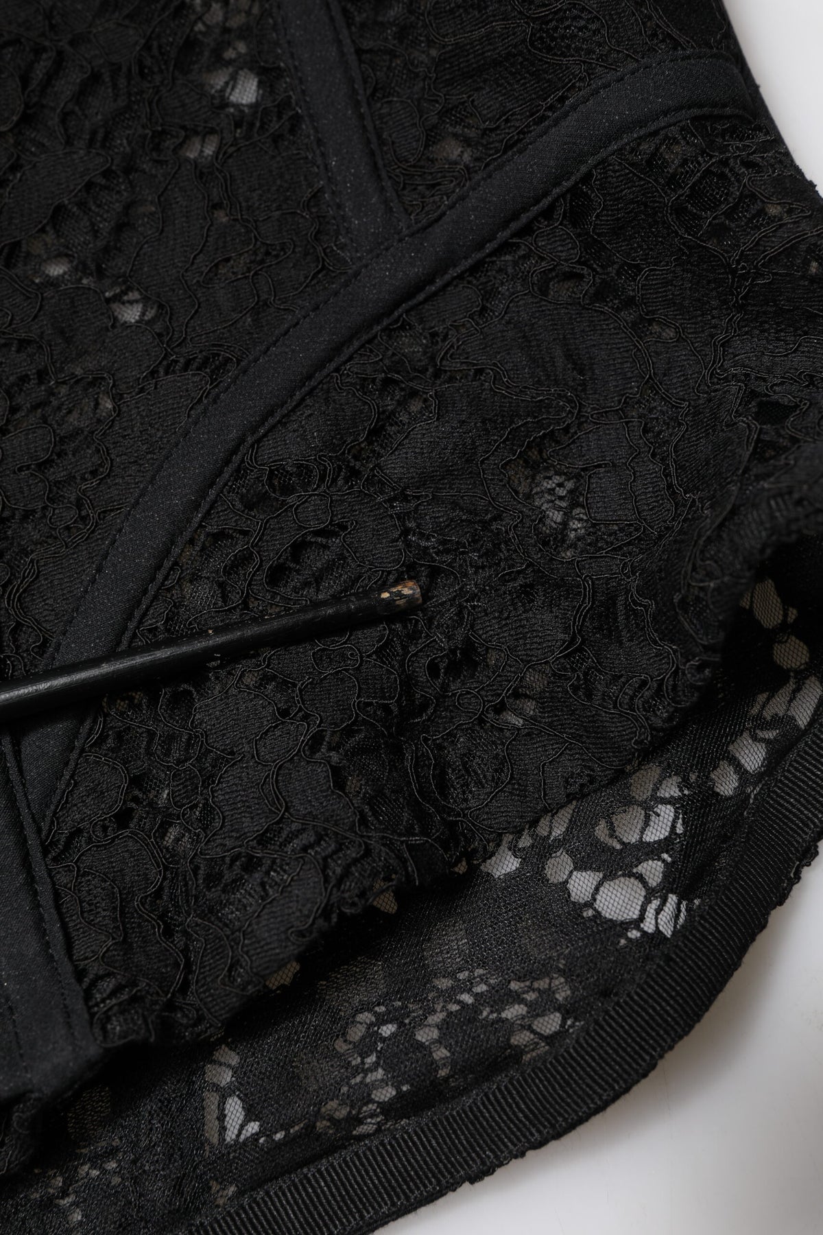 Dolce & Gabbana Black Strapless Floral Lace Bustier Cropped Top