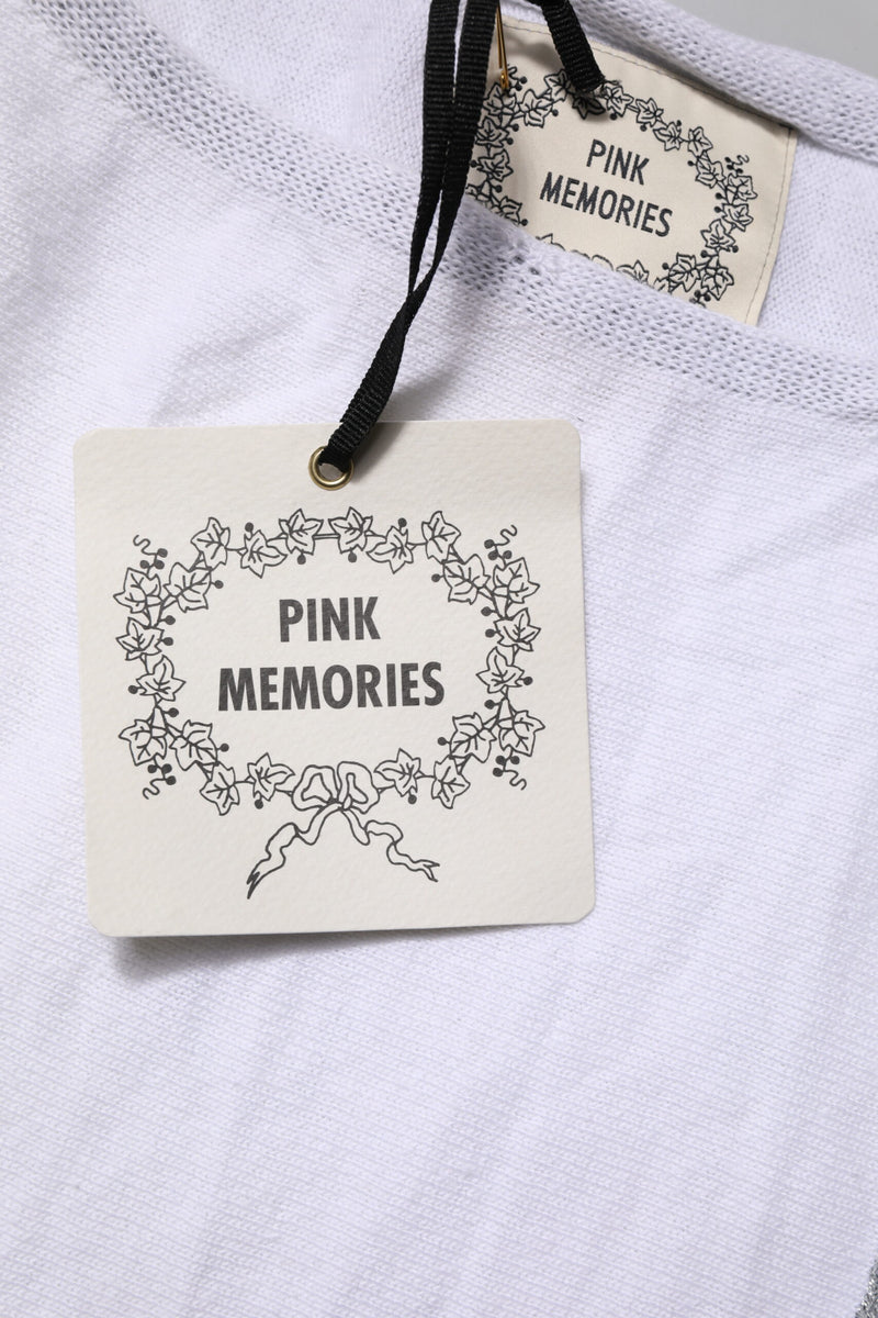 PINK MEMORIES Blouse Top Femme Blanc en Coton à Manches Courtes