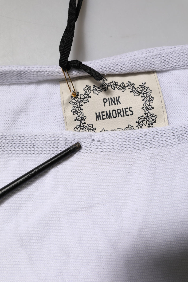 PINK MEMORIES Blouse Top Femme Blanc en Coton à Manches Courtes