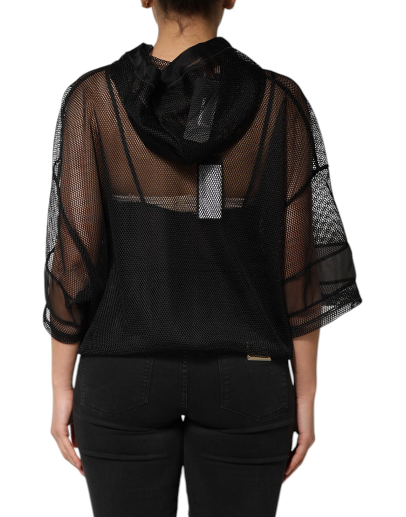 Dolce & Gabbana Black See Through Hooded Pullover Sweater