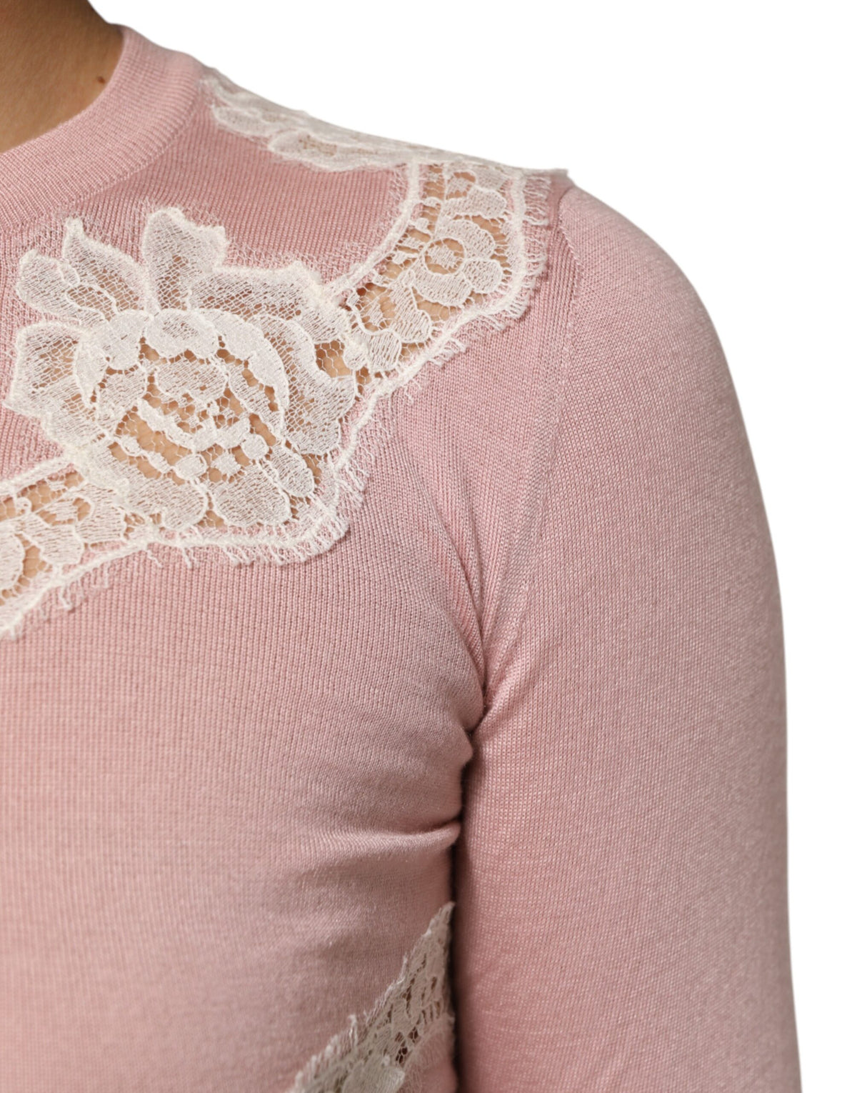 Dolce & Gabbana Cardigan Sweater avec Détails en Dentelle Florale Rose