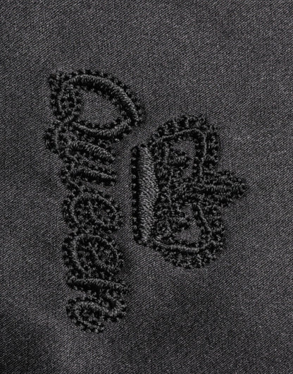 Dolce & Gabbana Black Silk Ascot Collared Button Blouse Top