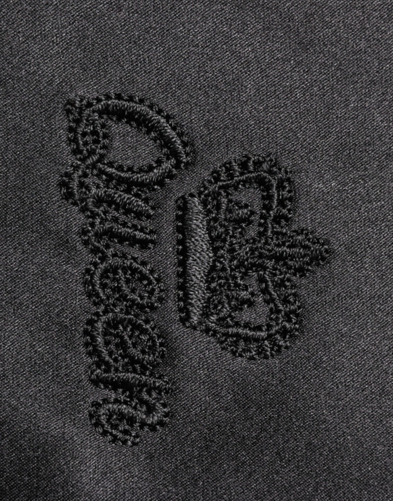 Dolce & Gabbana Black Silk Ascot Collared Blouse Top