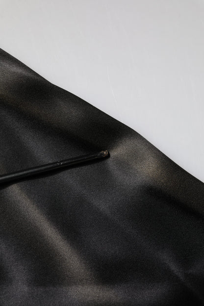 Dolce & Gabbana Black Silk Ascot Collared Button Blouse Top