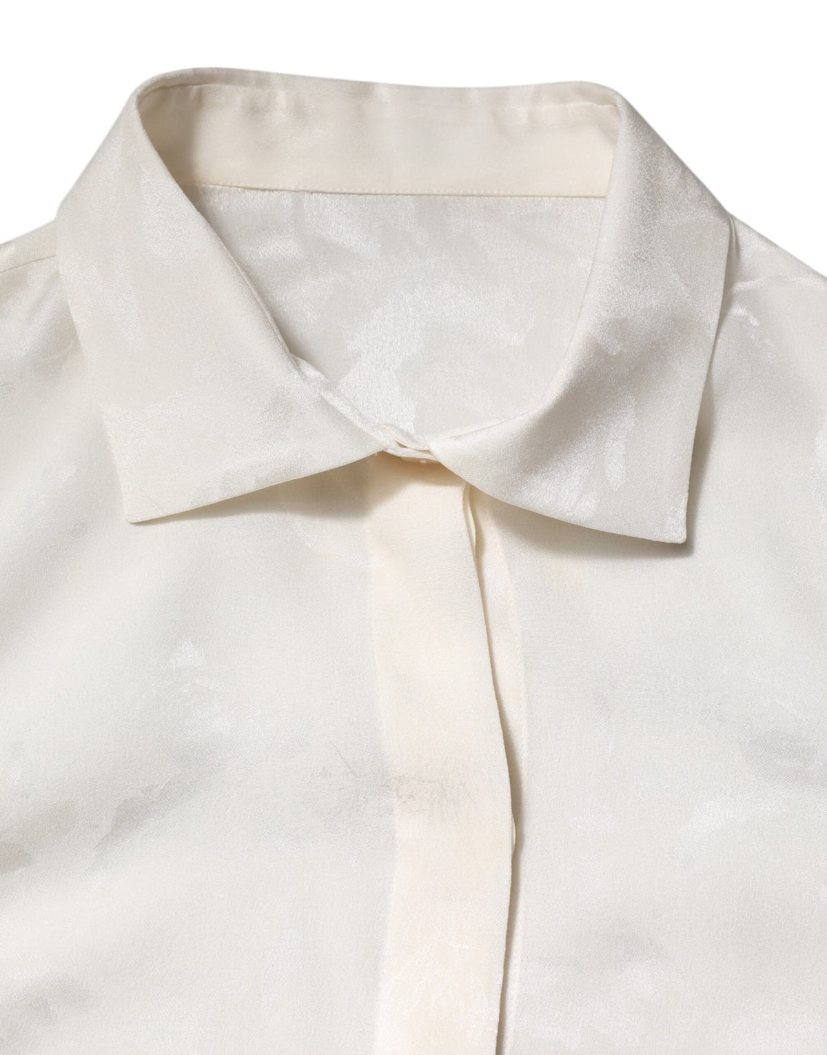 Dolce & Gabbana Chemise en Soie Blanche à Manches Longues avec Col