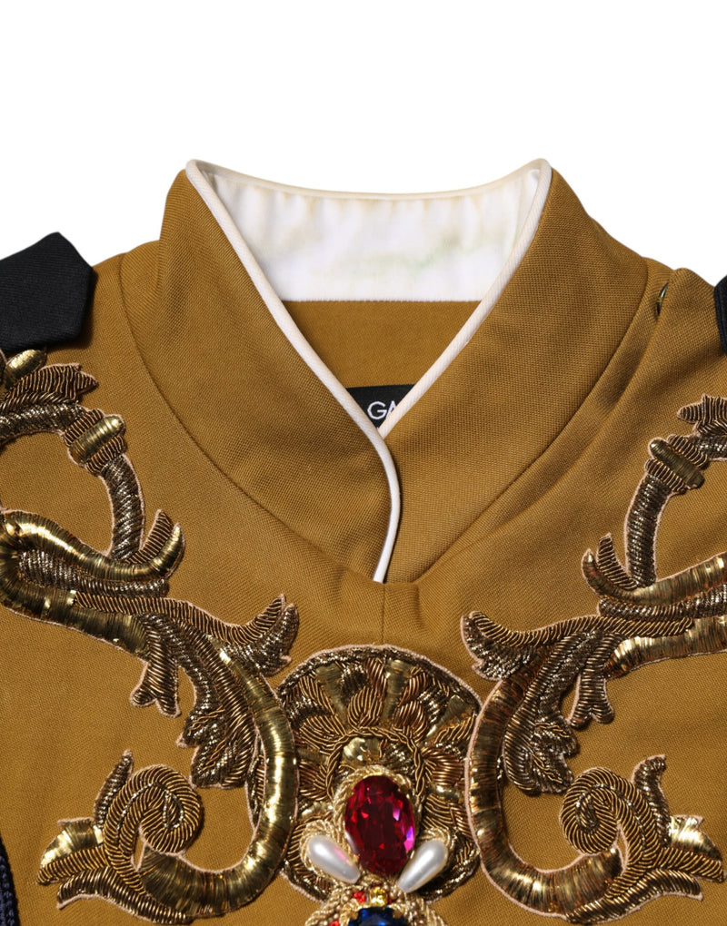 Dolce & Gabbana Yellow Crystal Cross Runway Vest Jacket Top