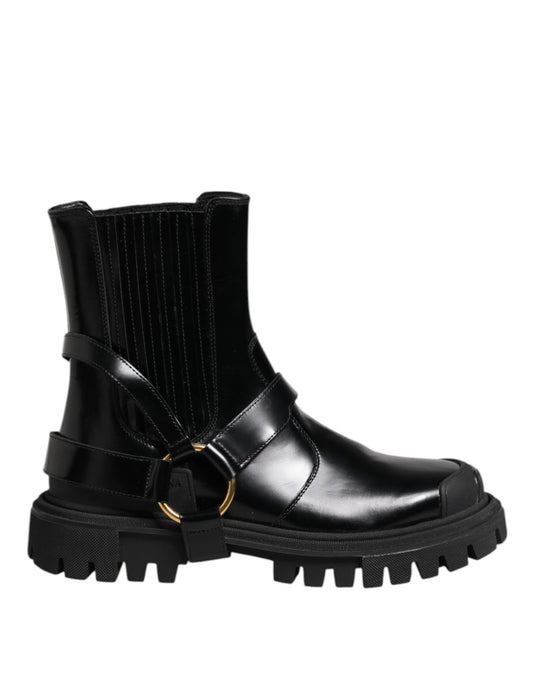 Bottes courtes Chelsea en cuir noir pour homme de Dolce &amp; Gabbana