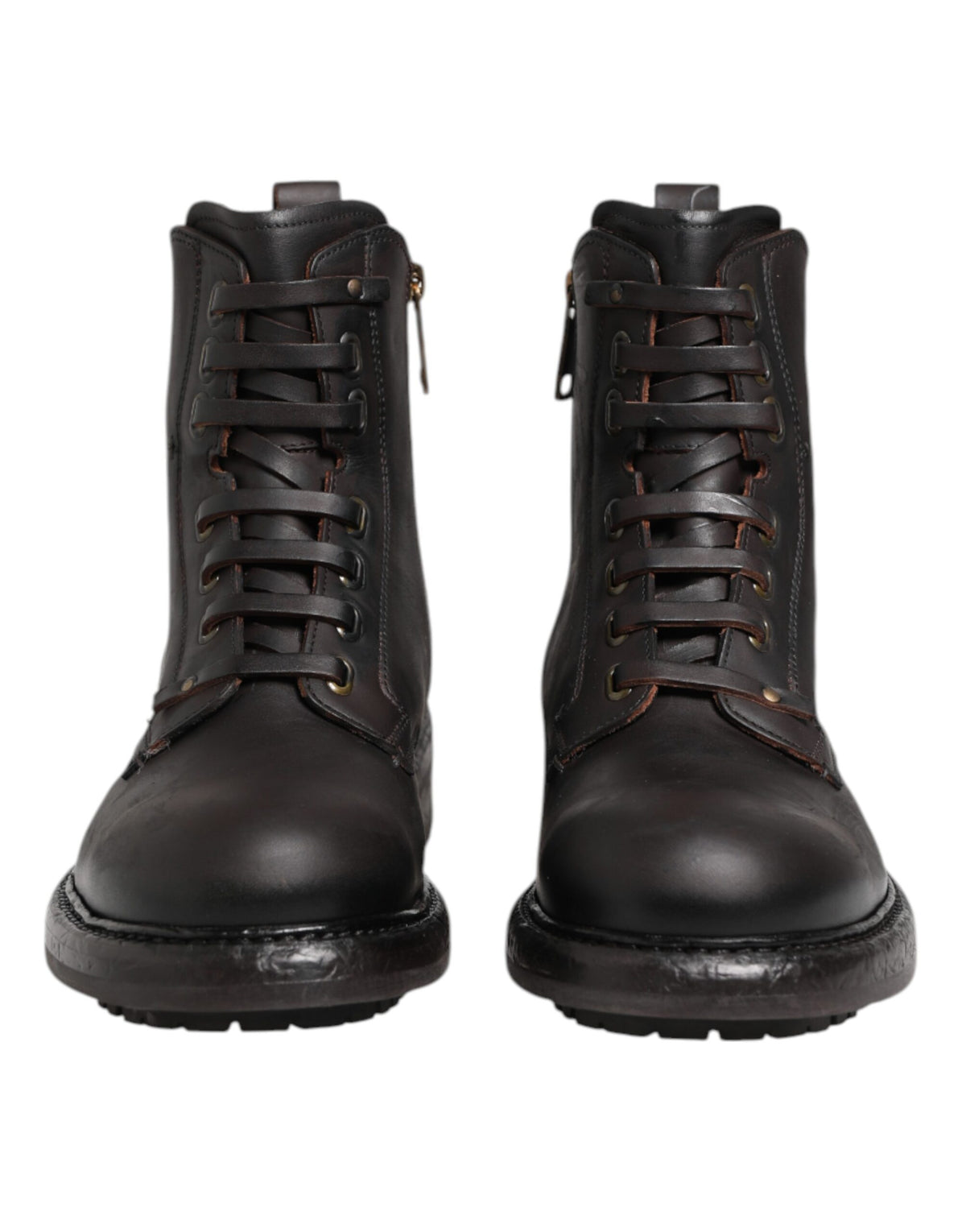 Dolce & Gabbana Bottes Mi-Mollet en Cuir Brun Foncé