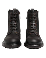 Dolce & Gabbana Bottes Mi-Mollet en Cuir Brun Foncé