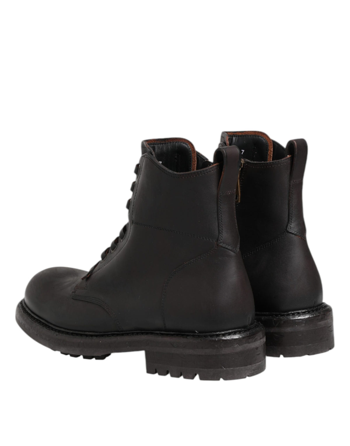 Dolce & Gabbana Bottes Mi-Mollet en Cuir Brun Foncé