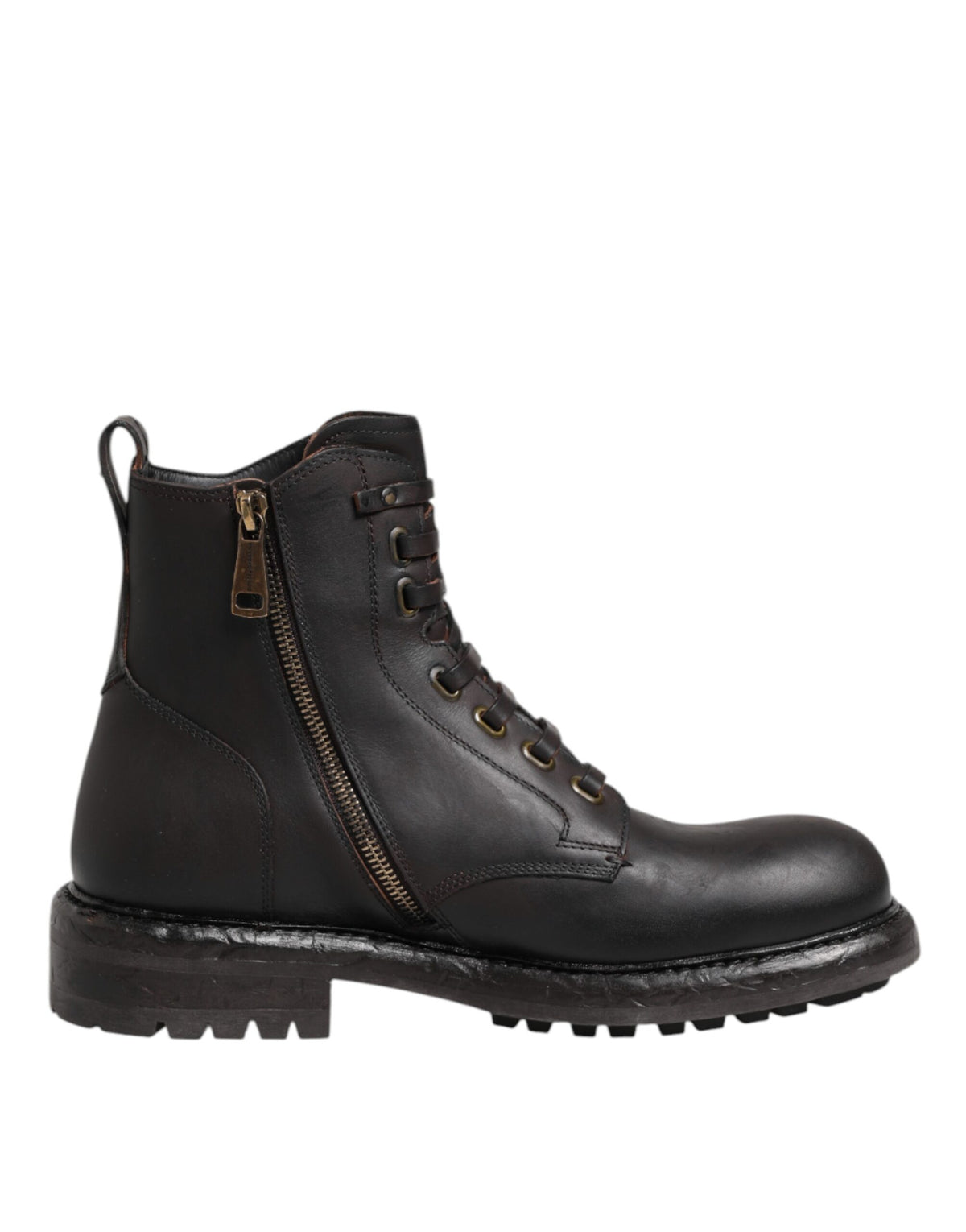 Dolce & Gabbana Bottes Mi-Mollet en Cuir Brun Foncé