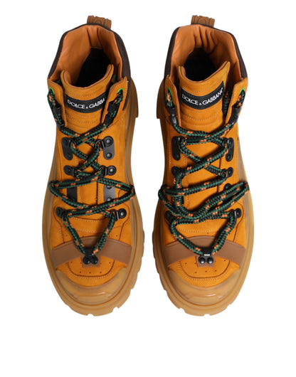 Dolce & Gabbana Orange Lace Up Trekking Ankle Boots Shoes