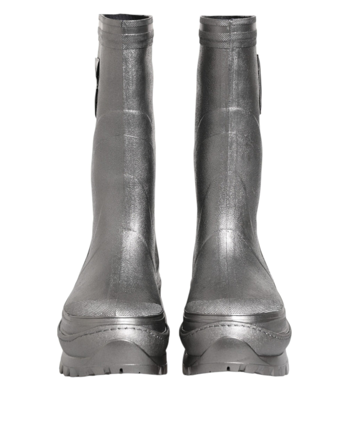 Dolce & Gabbana Metallic Silver Pull On Rain Boots
