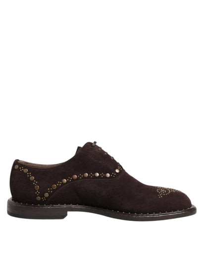 Dolce & Gabbana Brown Velvet Lace Up Oxford Dress Shoes
