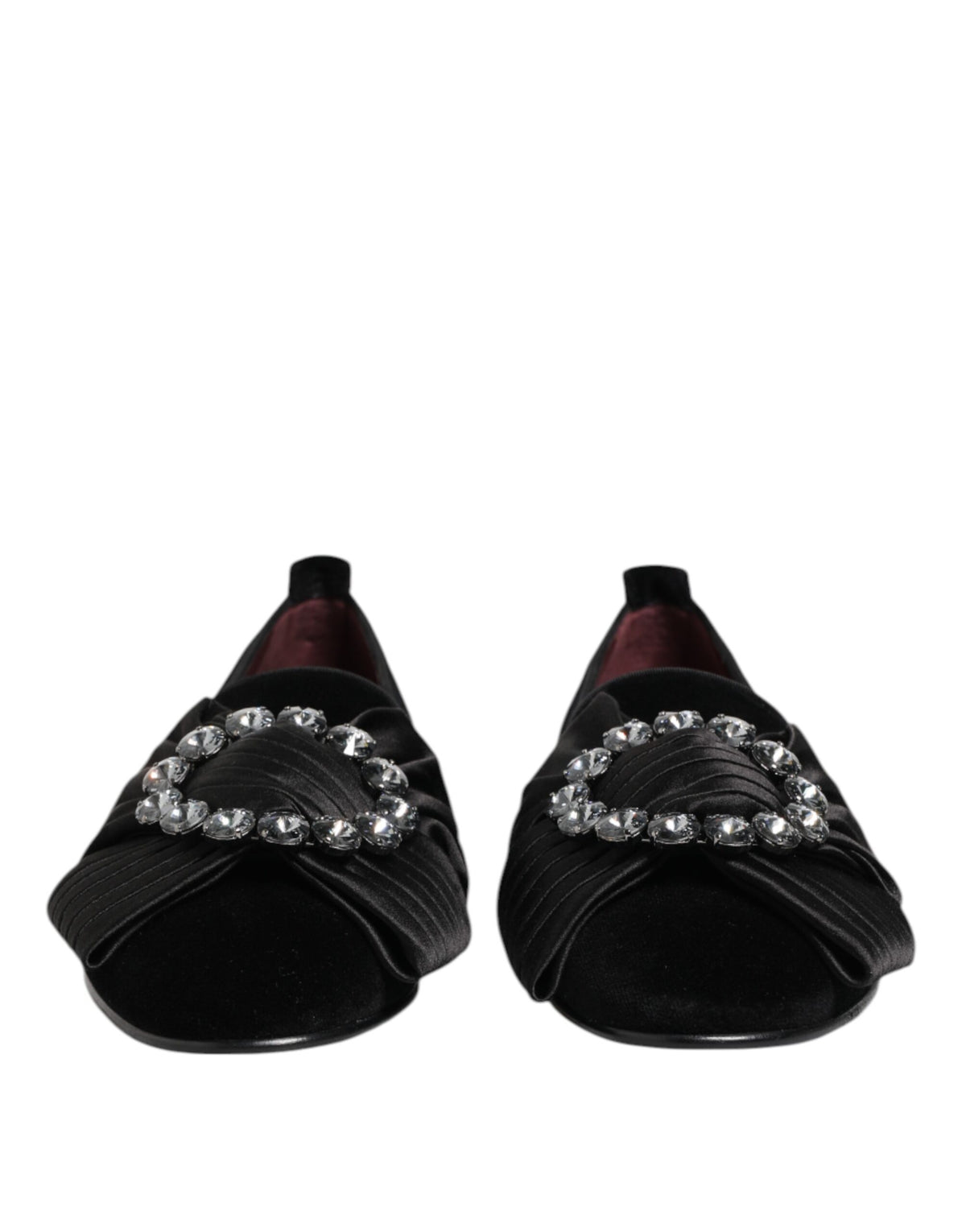 Dolce & Gabbana Black VATICANO Crystal Ribbon Slip-On Shoes