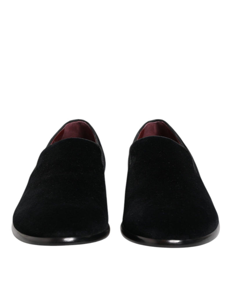 Dolce & Gabbana Black Velvet Loafers - Élégance et Luxe pour Hommes