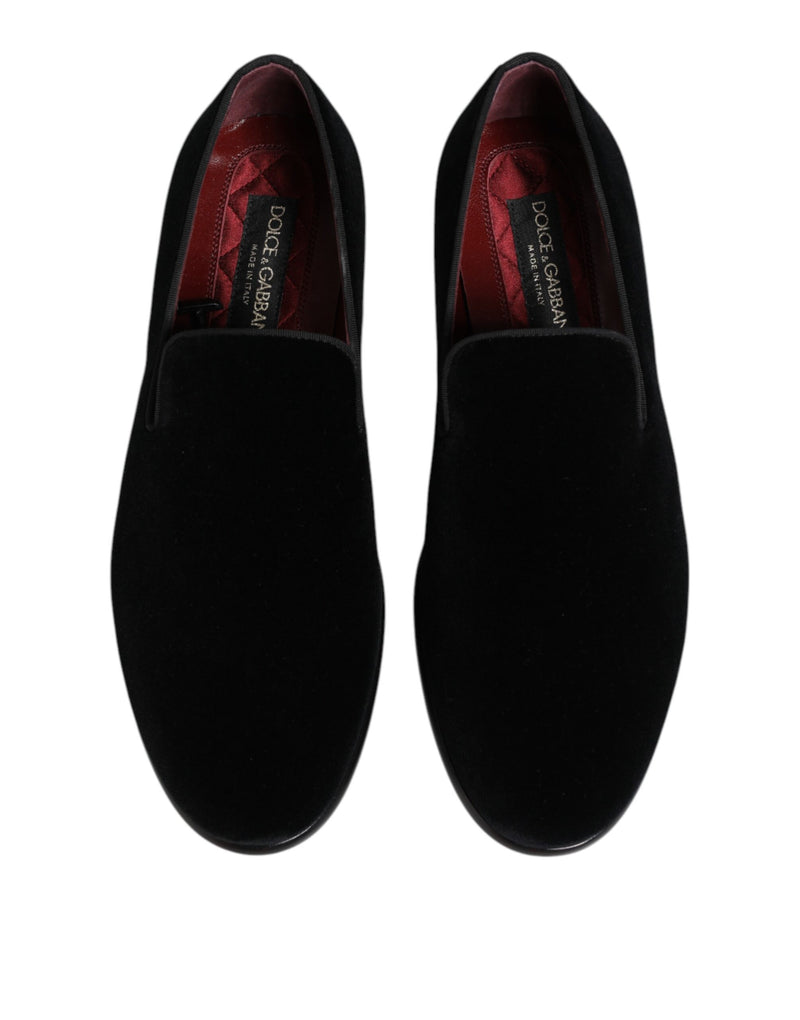 Dolce & Gabbana Black Velvet Loafers - Élégance et Luxe pour Hommes