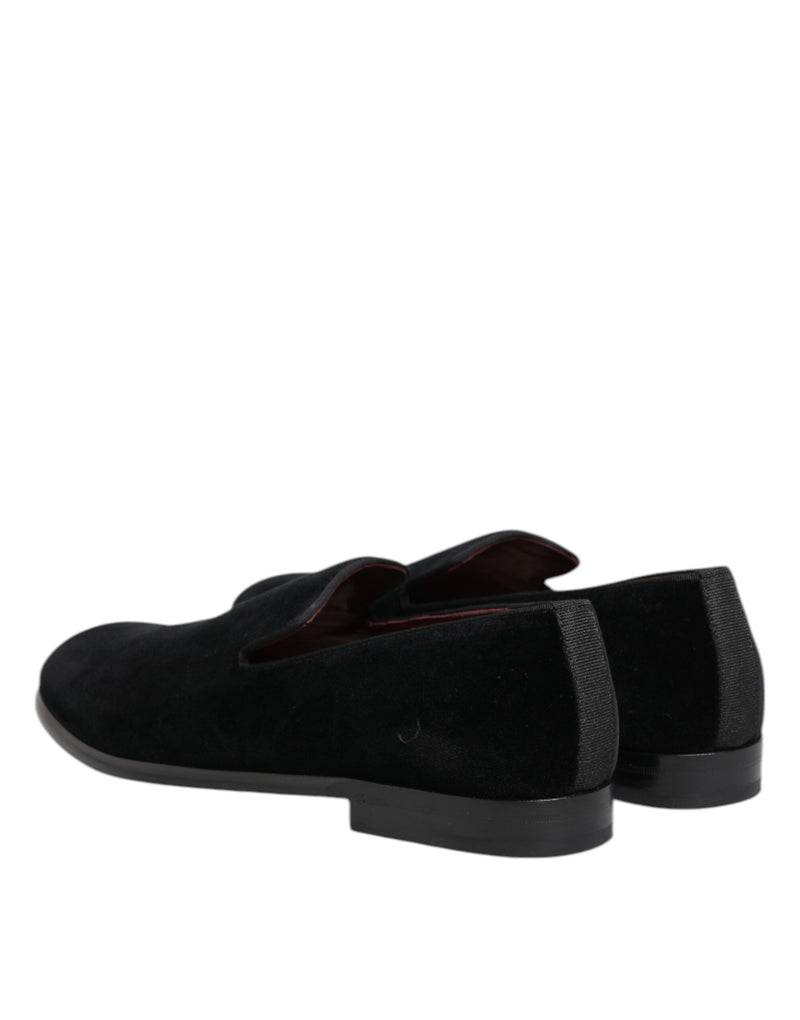 Dolce & Gabbana Black Velvet Loafers - Élégance et Luxe pour Hommes
