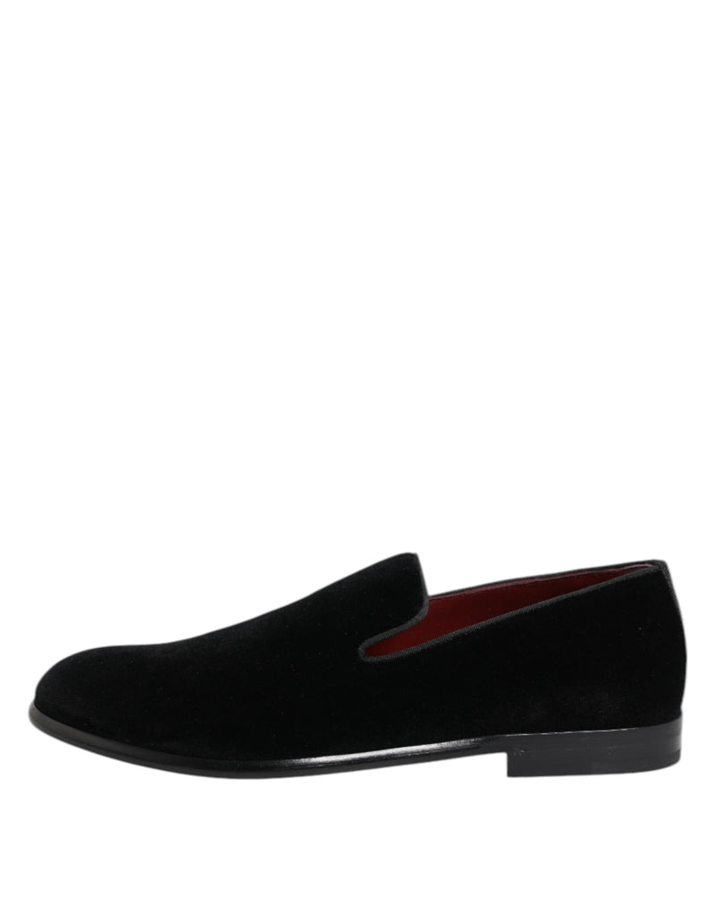 Dolce & Gabbana Black Velvet Loafers - Élégance et Luxe pour Hommes