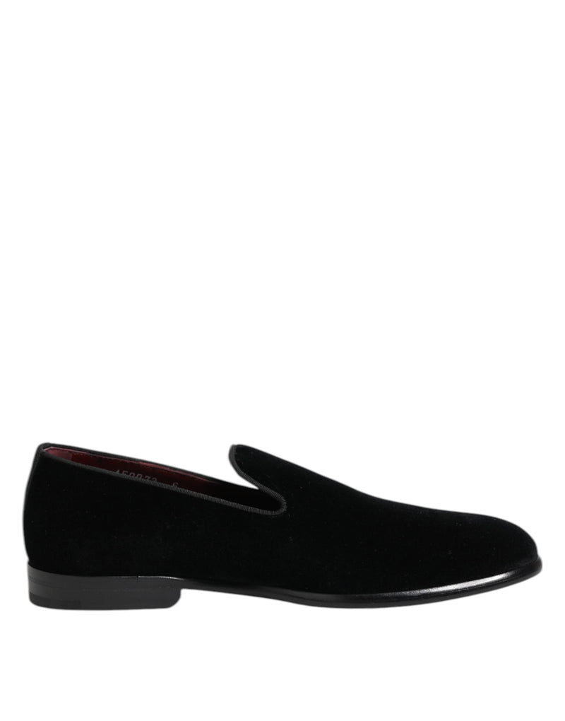 Dolce & Gabbana Black Velvet Loafers - Élégance et Luxe pour Hommes