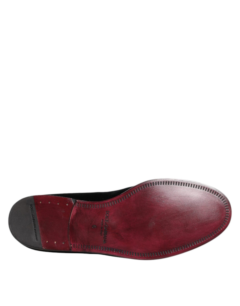 Dolce & Gabbana Black Velvet Loafers - Élégance et Luxe pour Hommes