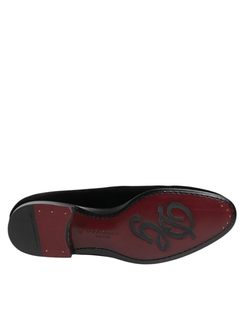 Dolce & Gabbana Black Velvet Loafers - Élégance et Sophistication