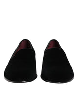 Dolce & Gabbana Black Velvet Slip On Loafers for Men