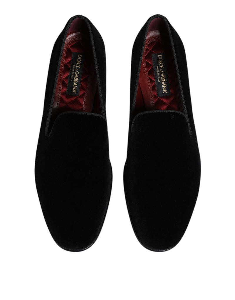 Dolce & Gabbana Black Velvet Slip On Loafers for Men