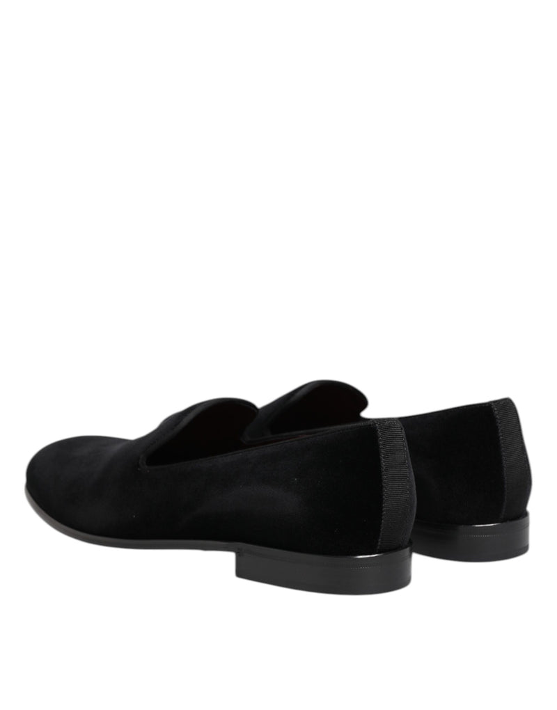 Dolce & Gabbana Black Velvet Slip On Loafers for Men