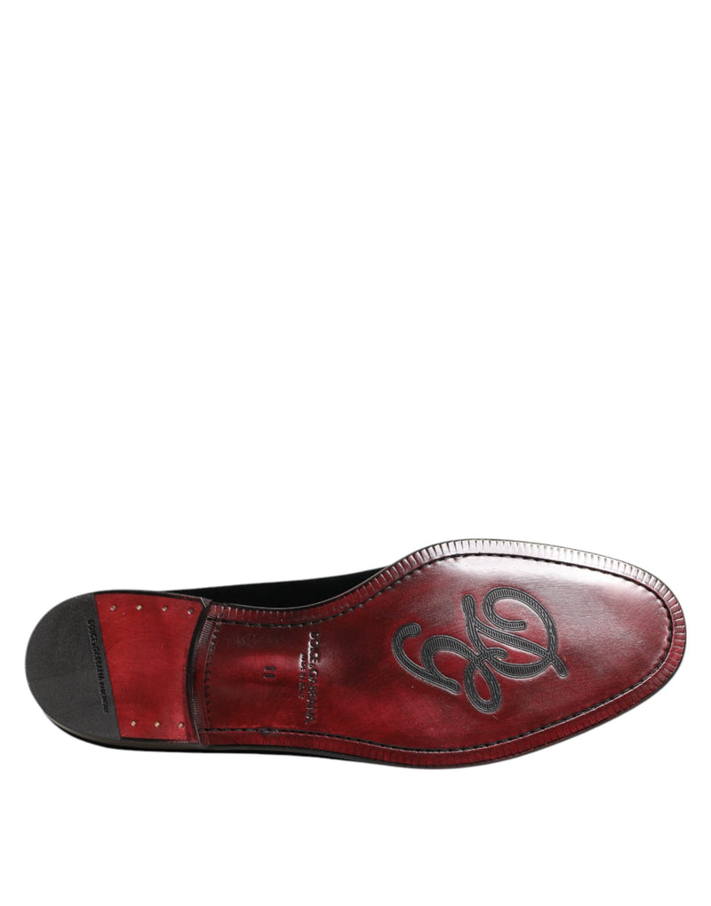 Dolce & Gabbana Black Velvet Slip On Loafers for Men