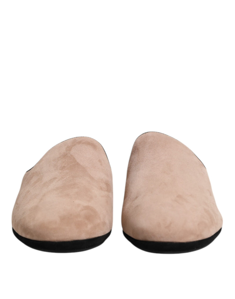 Dolce & Gabbana Beige Suede Leather Slides - Luxurious Comfort
