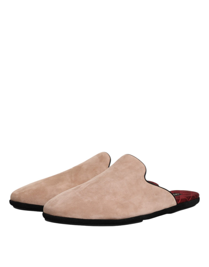 Dolce & Gabbana Beige Suede Leather Slides - Luxurious Comfort