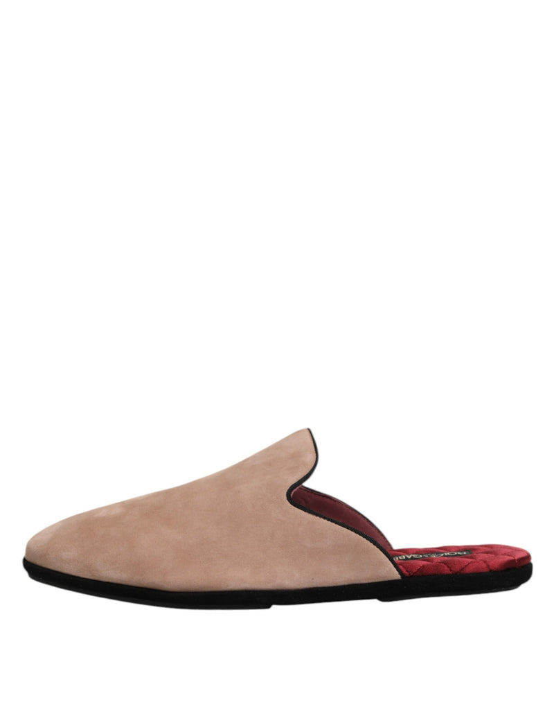 Dolce & Gabbana Beige Suede Leather Slides - Luxurious Comfort