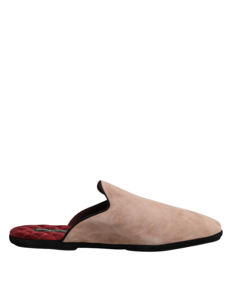 Dolce & Gabbana Beige Suede Leather Slides - Luxurious Comfort
