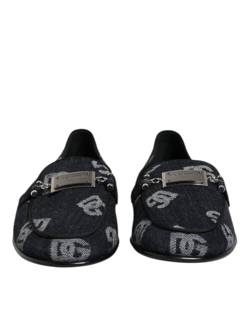 Dolce & Gabbana Blue Logo Cotton Loafers - Élégance et Confort