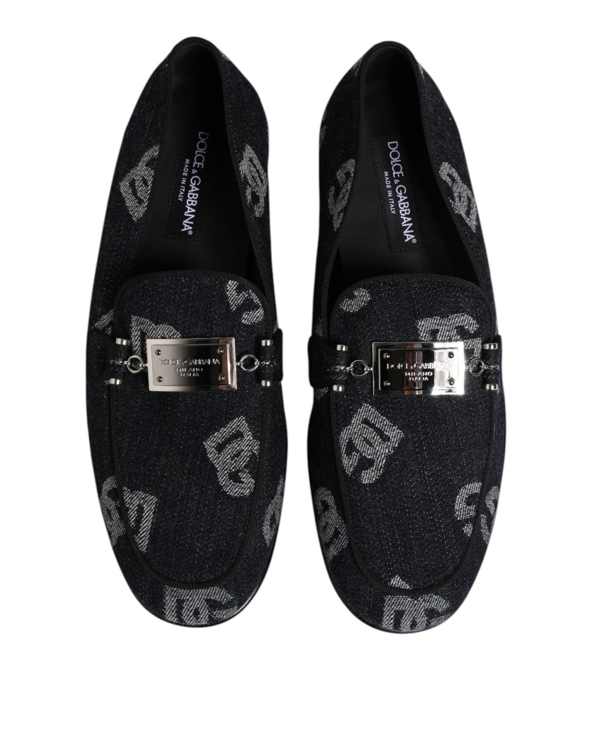 Dolce & Gabbana Blue Logo Cotton Loafers - Élégance et Confort