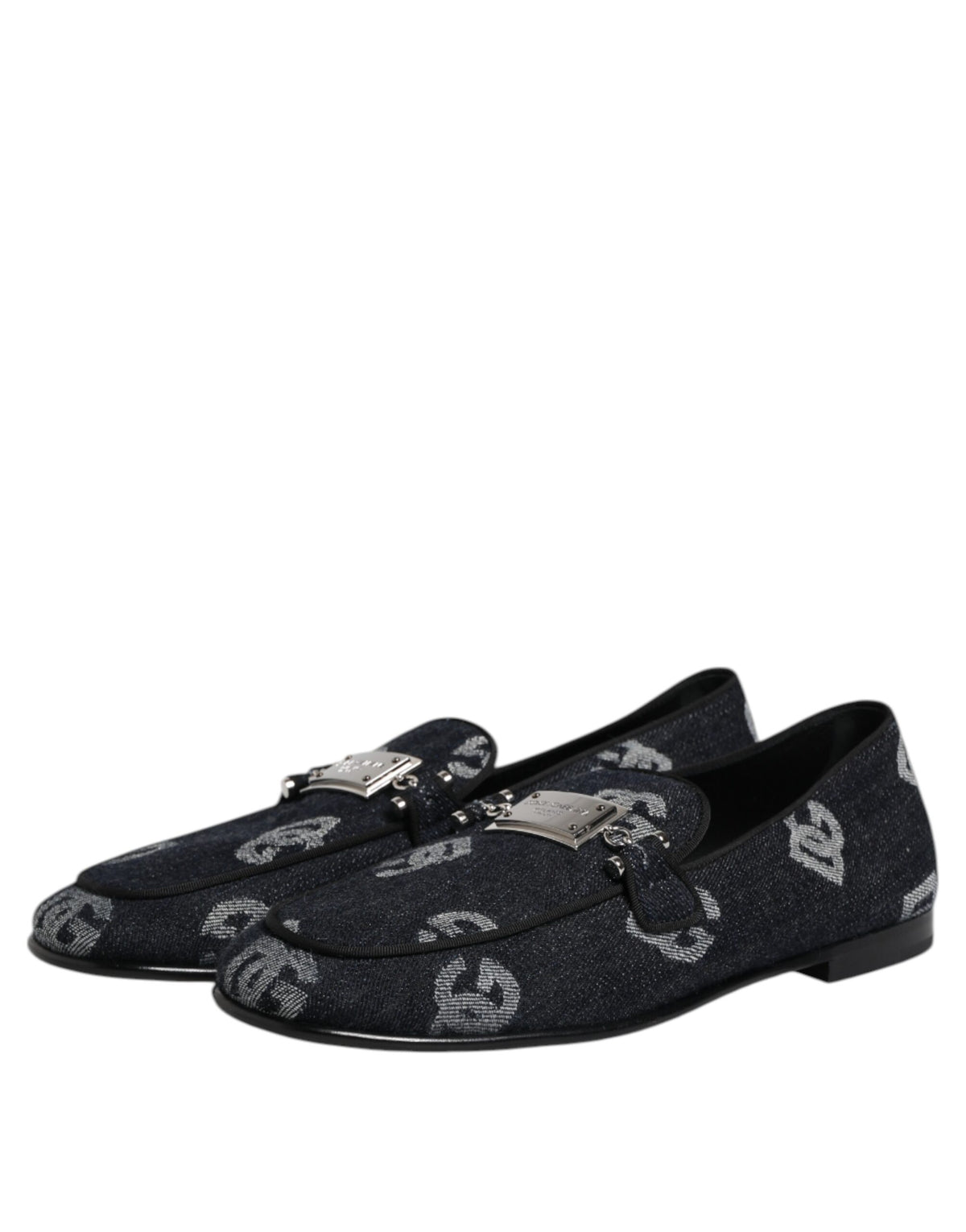 Dolce & Gabbana Blue Logo Cotton Loafers - Élégance et Confort