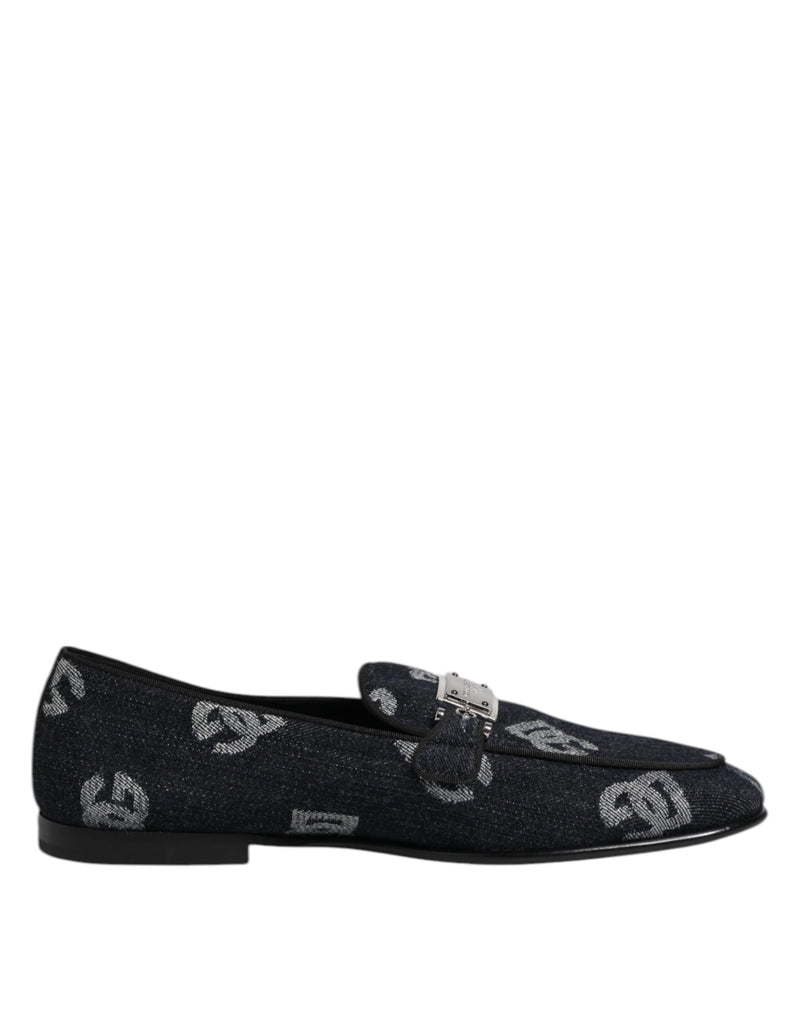 Dolce & Gabbana Blue Logo Cotton Loafers - Élégance et Confort